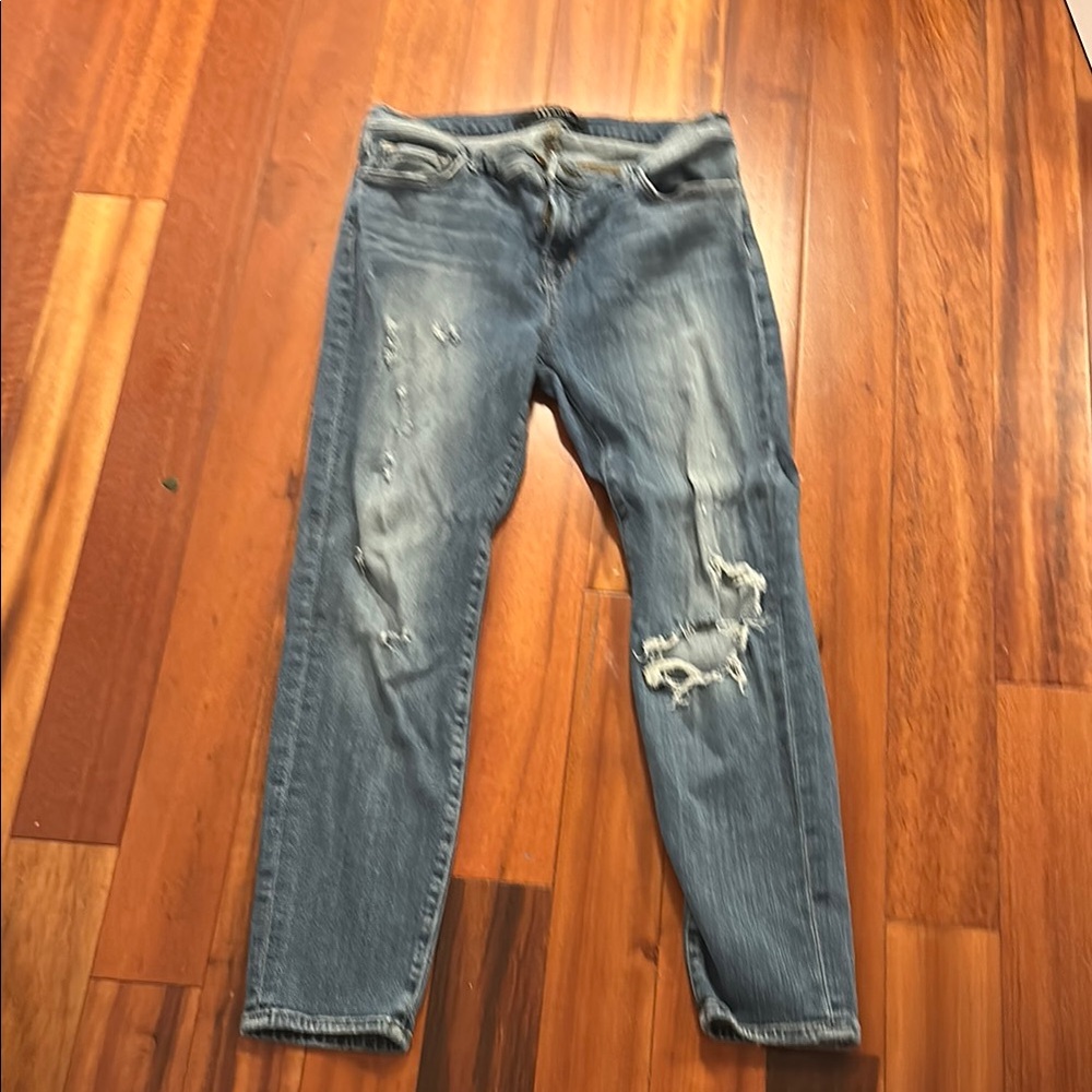 J Brand Blue Skinny Jeans with Distressed Details